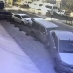 Kamyonun kameraya 5 araca çarptığı anlar
