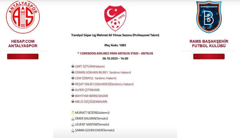 ANTALYASPOR BAŞAKŞEHİR MAÇI CANLI İZLE: Antalyaspor Başakşehir maçını şifresiz canlı izle Maç hangi kanalda, saat kaç İşte maçın kadrosu...