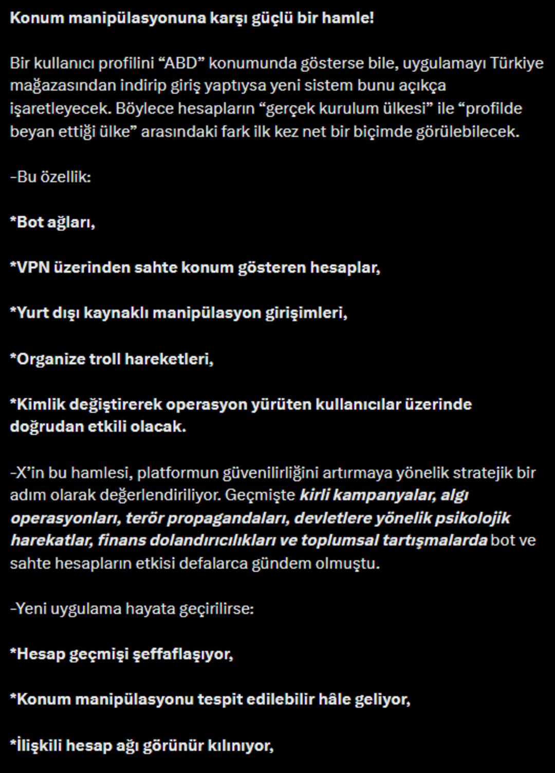 X'te yeni dönem: Gerçek kimlik şeffaflaşıyor! Konum manipülasyonu ve 4 bot hesabı açığa çıkacak